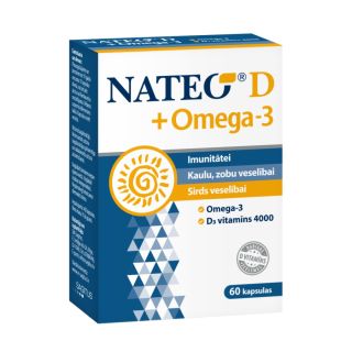 NATEO D3 Plus Omega-3 SV4000 kapsulas, 60 gab.