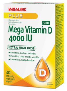 WALMARK Mega D Forte 4000 IU kapsulas, 30 gab.