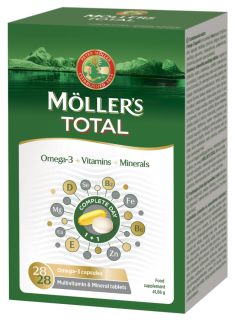 MOLLERS Total Omega-3 Zivju Eļļa tabletes + kapsulas, 56 gab.