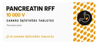 RFF Pancreatin 10000 V zarnās šķīstošās tabletes, 10 gab.