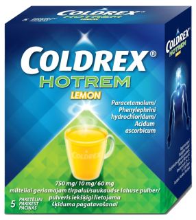 COLDREX Lemon iekšķīgi lietojama šķīduma pagatavošanai pulveris, 5 gab.