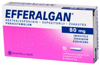 EFFERALGAN 80 mg supozitoriji, 10 gab.