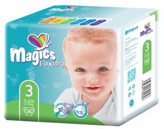 MAGICS Flexidry Midi 3 (6-10 kg) подгузники, 36 шт.