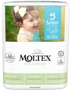 MOLTEX Eco Pure & Nature 5 Junior (11-16 кг) подгузники, 25 шт.