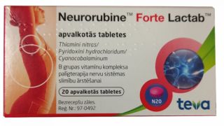 NEURORUBINE Forte Lactab apvalkotās tabletes, 20 gab.