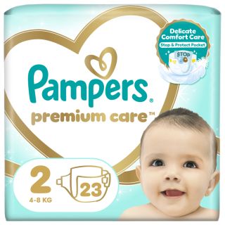 PAMPERS Premium Care 2, 4-8кг подгузники, 23 шт.