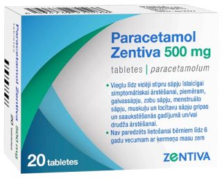 PARACETAMOL ZENTIVA 500 mg tabletes, 20 gab.