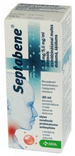 SEPTABENE 1,5 mg/5,0 mg/ml aerosols izsmidzināšanai mutes dobumā, šķīdums, 30 ml