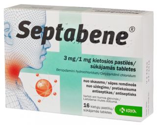 SEPTABENE 3 mg/1 mg sūkājamās tabletes, 16 gab.