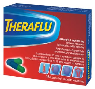 THERAFLU 500мг/6,1мг/100мг твердые капсулы, 16 шт.