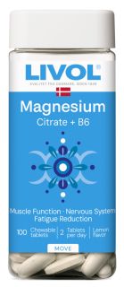 LIVOL Magnija Citrāts+B6 košļājamās tabletes, 100 gab.