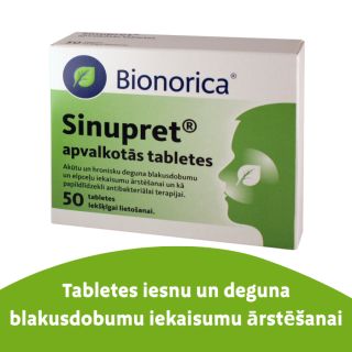 SINUPRET Sinupret apvalkotās tabletes, N50 tabletes, 50 gab.